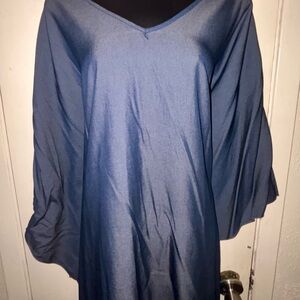 🆕 Ashley Stewart Denim Butterfly Sleeve Blouse | 18/20 | Good Condition